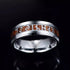 Men's 8mm Tungsten Viking Runes Pattern Wood Inlay Comfort-Fit Wedding Band